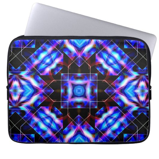 Blaue Quadrate mit Acrylgradienten im dunklen Stil Laptopschutzhülle (Vorderseite)