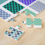 Blaue Quadrate-Mosaikmuster Puzzle (Seite)