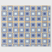 Blaue Quadrate Muster Geschenkpapier (Flach)
