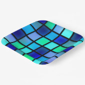 Blaue Quadrate Pappteller (Gewinkelt)