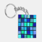 Blaue Quadrate Schlüsselanhänger (Vorderseite links)