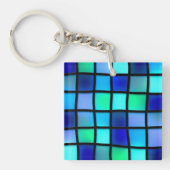 Blaue Quadrate Schlüsselanhänger (Vorderseite)