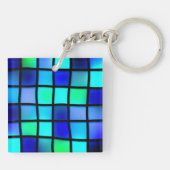 Blaue Quadrate Schlüsselanhänger (Rückseite)