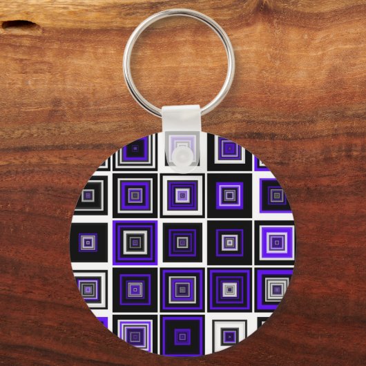 Blaue Quadrate Schlüsselanhänger (Vorderseite)