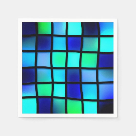 Blaue Quadrate Serviette (Vorderseite)