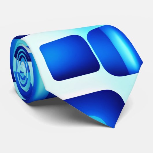 Blaue Quadrate und Rechtecke Krawatte (Gerollt)