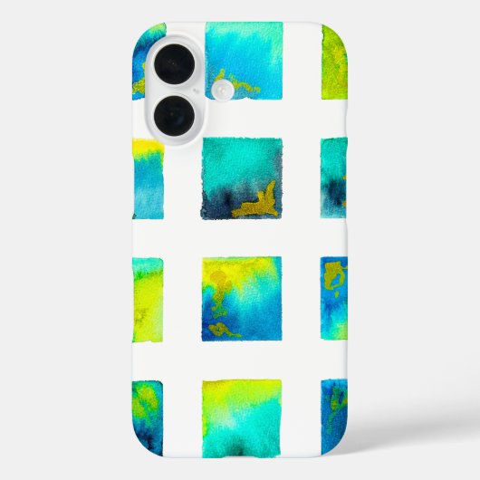Blaue Quadrate Wasserfarbe abstrakt Case-Mate iPhone Hülle (Rückseite)