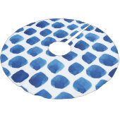 Blaue Quadrate, Wasserfarbe nahtloses Muster. Polyester Weihnachtsbaumdecke (Schrägansicht)