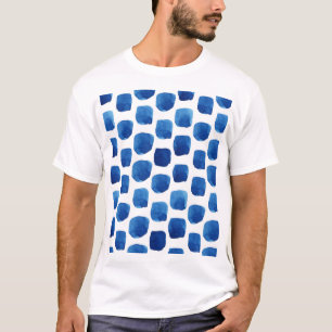 Blaue Quadrate, Wasserfarbe nahtloses Muster. T-Shirt