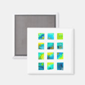 Blaue Quadrate Wasserfarben abstrakt Magnet (Vorderseite/Rückseite)