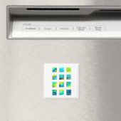 Blaue Quadrate Wasserfarben abstrakt Magnet (In Situ (Geschirrspüler))