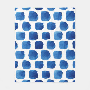 Blaue Quadrate, wasserfarbenes, nahtloses Muster. Fleecedecke