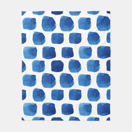 Blaue Quadrate, wasserfarbenes, nahtloses Muster. Fleecedecke (Vorderseite)
