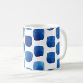 Blaue Quadrate, wasserfarbenes, nahtloses Muster. Kaffeetasse (VorderseiteRechts)