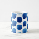 Blaue Quadrate, wasserfarbenes, nahtloses Muster. Kaffeetasse (Mittel)