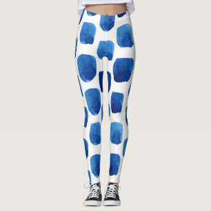 Blaue Quadrate, wasserfarbenes, nahtloses Muster. Leggings