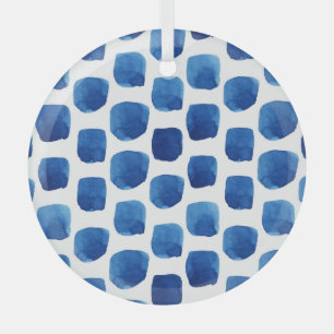 Blaue Quadrate, wasserfarbenes, nahtloses Muster. Ornament Aus Glas
