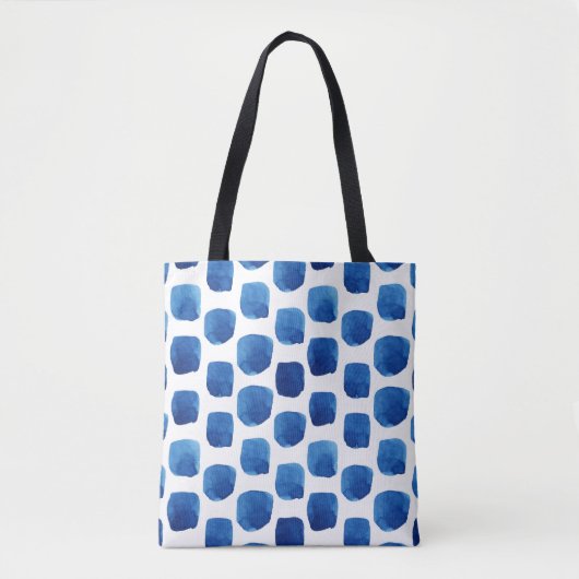 Blaue Quadrate, wasserfarbenes, nahtloses Muster. Tasche (Vorderseite)