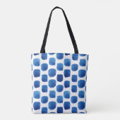 Blaue Quadrate, wasserfarbenes, nahtloses Muster. Tasche (Rückseite)