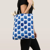 Blaue Quadrate, wasserfarbenes, nahtloses Muster. Tasche (Von Nahem)