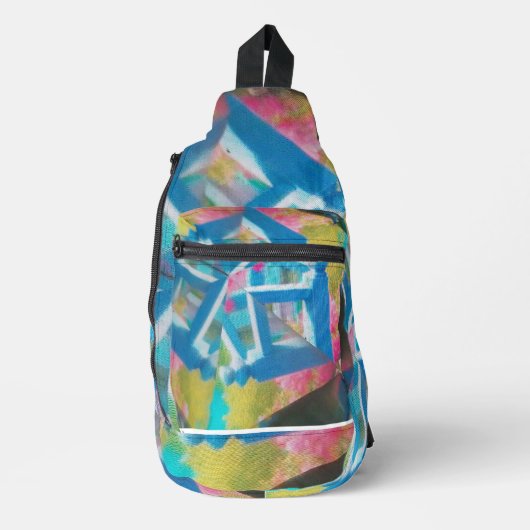 Blaue quadratische Formen Crossbody Bag (Vorderseite)