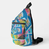 Blaue quadratische Formen Crossbody Bag (Rechte Ecke)