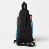 Blaue quadratische Formen Crossbody Bag (Rückseite)