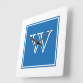 Blaue quadratische Monogramm-Uhr Wanduhr (Winkel)