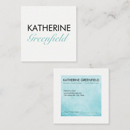 Blaue quadratischer terminkarte (Vorne/Hinten)