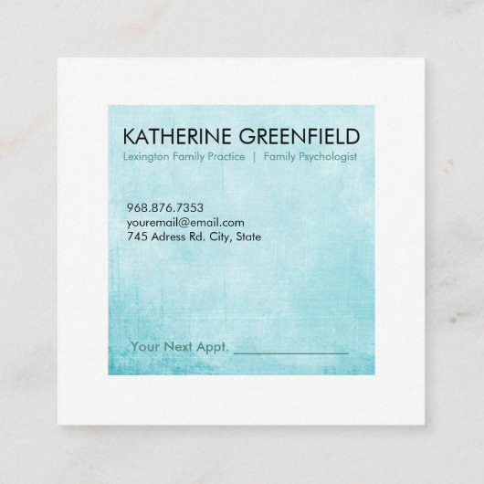 Blaue quadratischer terminkarte (Rückseite)