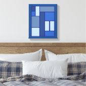 Blaue Quadratzgeometrie - Form und Farbe der Beweg Leinwanddruck (Insitu (Schlafzimmer))