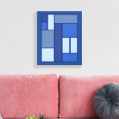 Blaue Quadratzgeometrie - Form und Farbe der Beweg Leinwanddruck (Insitu (Wohnzimmer))