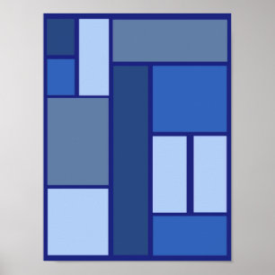 Blaue Quadratzgeometrie - Form und Farbe der Beweg Poster