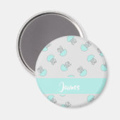 Blaue Qualle auf grau Magnet (Vorderseite/Rückseite)
