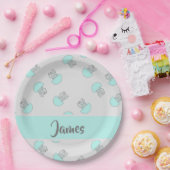 Blaue Qualle auf grau Pappteller (Party)