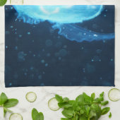 Blaue Qualle Geschirrtuch (Gefaltet)