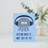 Blaue Qualle GETTIIN INTO IT Postkarte (Stehend Vorderseite)