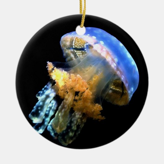 Blaue Qualle Keramik Ornament (Vorne)