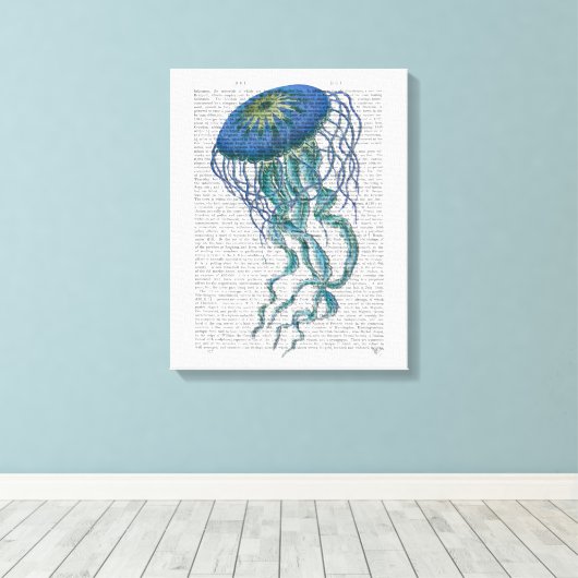 Blaue Qualle Leinwanddruck (Insitu (Holzboden))