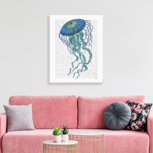 Blaue Qualle Leinwanddruck (Insitu (Wohnzimmer))