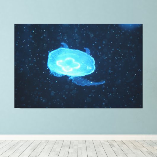 Blaue Qualle Leinwanddruck (Insitu (Holzboden))