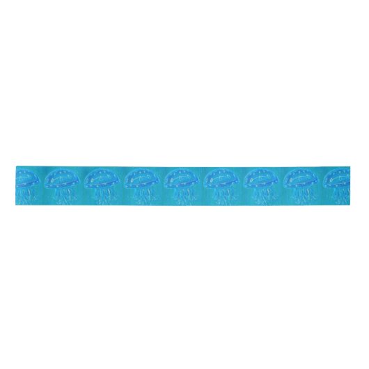 Blaue Qualle Malerei Satinband (Vorderseite)