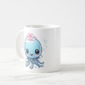 Blaue Qualle mit rosa Tiara Tasse (Vorderseite Links)