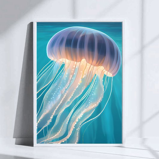 Blaue Qualle | Ozean Tier Malerei Kunst Poster