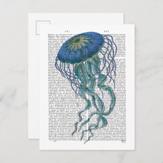 Blaue Qualle Postkarte (Vorne/Hinten)