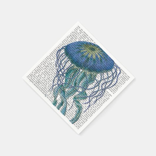 Blaue Qualle Serviette (Ecke)