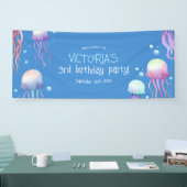 Blaue Qualle unter dem Meer Geburtstag Banner (Messe)