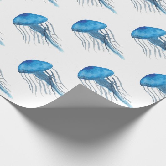 Blaue Quallen Geschenkpapier (Ecke)