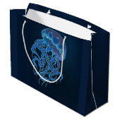 Blaue Quallen-Geschenktüte Große Geschenktüte (Rückseite Schrägansicht)