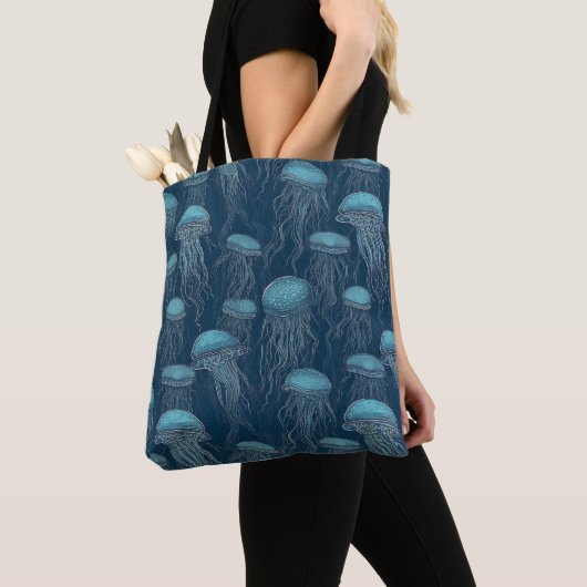 Blaue Quallen Tasche (Von Nahem)